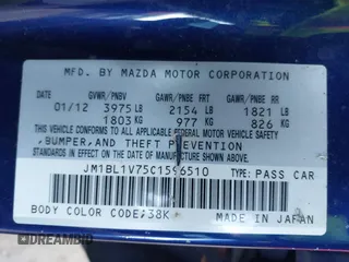 2012 Mazda 3 i Touring with VIN JM1BL1V75C1596510, listed as a IAAI auction lot 41341945 with 103,621 mi miles and . Bid and sale history available at DreamBid. Image 9.