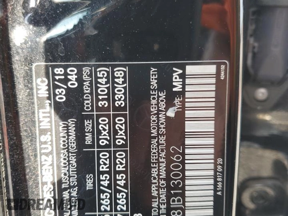 2018 Mercedes-Benz GLE 350 with VIN 4JGDA5HB8JB130062, listed as a Copart auction lot 62751585 with 71,813 mi miles and Salvage title. Bid and sale history available at DreamBid. Image 13.