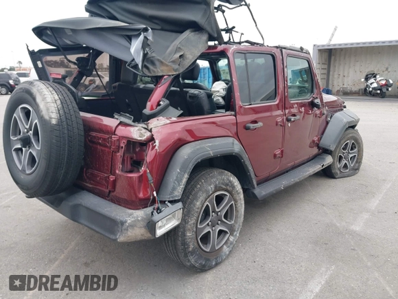 2021 Jeep Wrangler Unlimited Willys with VIN 1C4HJXDN5MW840857, listed as a IAAI auction lot 41885671 with 19,709 mi miles and . Bid and sale history available at DreamBid. Image 4.