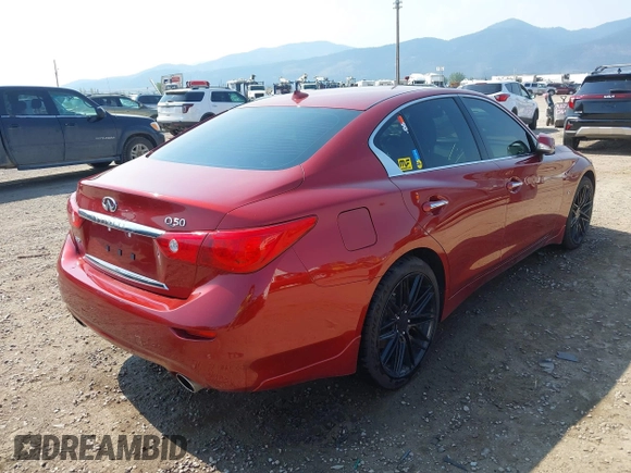 2015 Infiniti Q50 z VIN JN1BV7AR3FM419724, wystawiony jako IAAI lot #40104971 z przebiegiem 56 736 mil mil oraz . Historia ofert i sprzedaży dostępna na DreamBid. Obrazek 4.