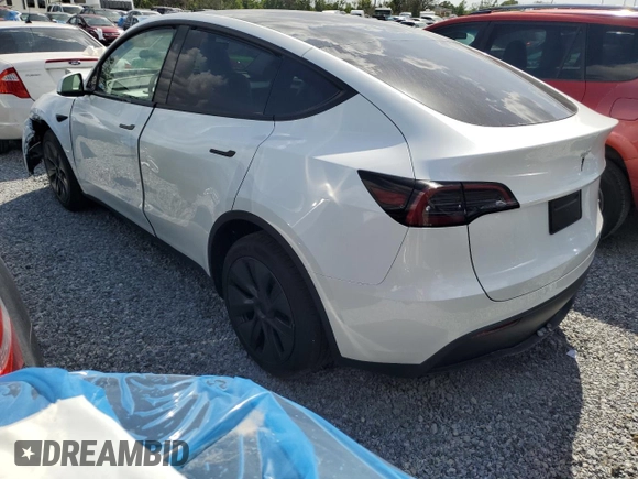 2025 Tesla Model Y Long Range with VIN 7SAYGDED4SF232433, listed as a Copart auction lot 51504015 with Not Provided miles and Salvage Title. Bid and sale history available at DreamBid. Image 2.