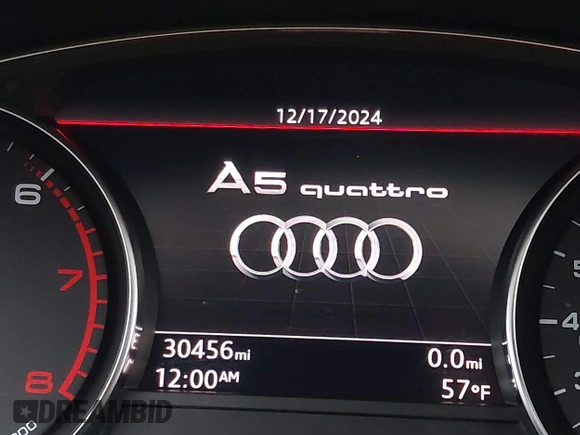 2019 Audi A5 Sportback Premium with VIN WAUANCF50KA072515, listed as a IAAI auction lot 41135123 with 30,456 mi miles. Bid and sale history available at carsss.com. Image 15.