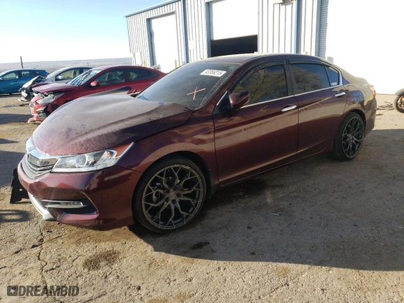 2016 Honda Accord Sedan LX with VIN 1HGCR2F34GA205584, listed as a Copart auction lot 43356215 with 47,643 mi miles and Salvage Title. Bid and sale history available at carsss.com. Image 1.