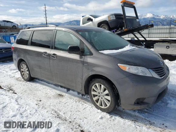 2017 Toyota Sienna LE with VIN 5TDJZ3DC3HS155344, listed as a Copart auction lot 46488255 with 0 mi miles and Salvage Title. Bid and sale history available at carsss.com. Image 4.