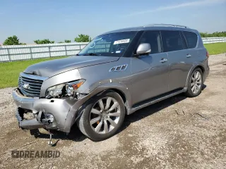 2012 Infiniti QX56 7-passenger with VIN JN8AZ2NEXC9023641, listed as a Copart auction lot 71316494 with 107,827 mi miles and Salvage Title. Bid and sale history available at carsss.com. Image 1.