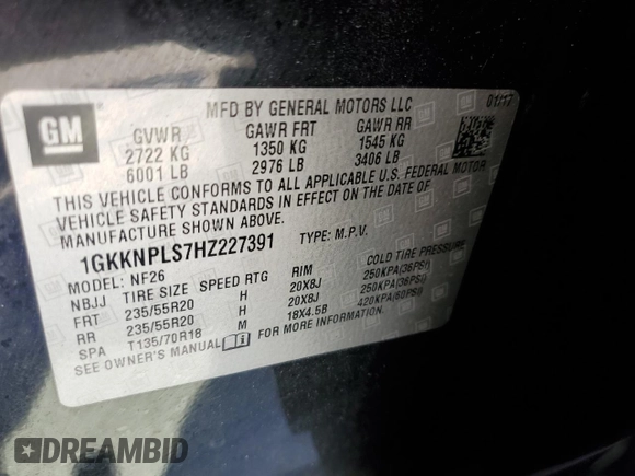 2017 GMC Acadia Denali with VIN 1GKKNPLS7HZ227391, listed as a Copart auction lot 50904195 with 64,107 mi miles and Salvage title. Bid and sale history available at DreamBid. Image 16.