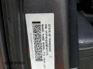 2021 Ford F-150 XL with VIN 1FTFW1E82MFA21318, listed as a Copart auction lot 54409795 with 74,977 mi miles and Salvage Title. Bid and sale history available at carsss.com. Image 12.