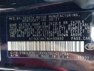 2022 Toyota Camry XSE z VIN 4T1K61AK7NU499890, wystawiony jako IAAI lot #39839639 z przebiegiem 103 043 mil mil oraz . Historia ofert i sprzedaży dostępna na DreamBid. Obrazek 9.