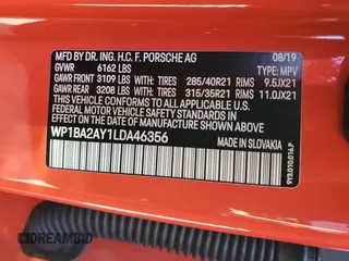 2020 Porsche Cayenne с VIN WP1BA2AY1LDA46356, выставлен на аукционе Copart как лот 59174664 с пробегом Не указан миль и . История ставок и продаж доступна на DreamBid. Изображение 13.