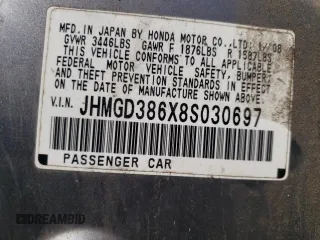 2008 Honda Fit Sport z VIN JHMGD386X8S030697, wystawiony jako Copart lot #53577655 z przebiegiem 188 944 mil mil oraz Szkoda całkowita • Salvage title. Historia ofert i sprzedaży dostępna na DreamBid. Obrazek 12.