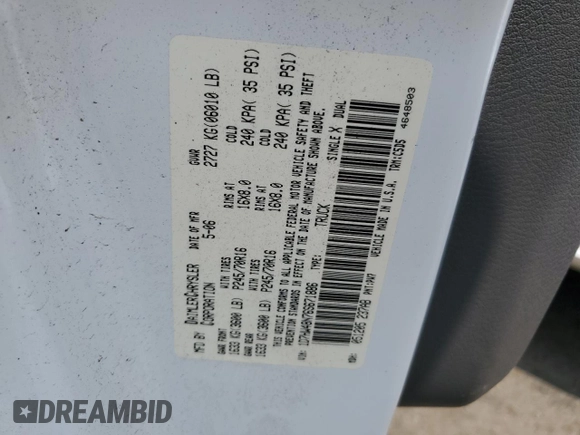 2006 Dodge Dakota SLT z VIN 1D7HW48N76S671886, wystawiony jako Copart lot #59487655 z przebiegiem Nie podano mil oraz Szkoda całkowita • Salvage title. Historia ofert i sprzedaży dostępna na DreamBid. Obrazek 12.
