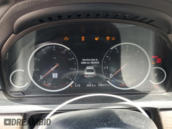 2015 BMW 7 Series 740Li with VIN WBAYE4C53FD138830, listed as a Copart auction lot 60866995 with 190,317 mi miles and Clean title. Bid and sale history available at DreamBid. Image 9.