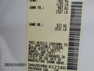 2013 Nissan LEAF SL with VIN 1N4AZ0CP8DC422580, listed as a Copart auction lot 62541685 with 109,264 mi miles and Clean title. Bid and sale history available at DreamBid. Image 12.