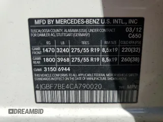 2012 Mercedes-Benz GL-Class GL 450 with VIN 4JGBF7BE4CA790020, listed as a Copart auction lot 60251444 with 163,729 mi miles and Salvage Title. Bid and sale history available at carsss.com. Image 13.