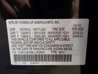 2020 Acura MDX Technology with VIN 5J8YD4H58LL009600, listed as a Copart auction lot 48809495 with 53,734 mi miles and Salvage title. Bid and sale history available at DreamBid. Image 13.