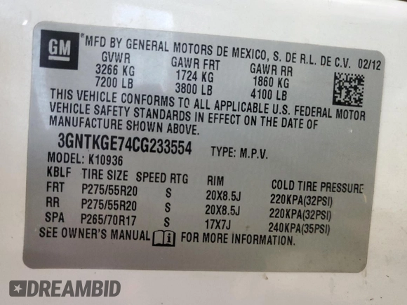 2012 Chevrolet Avalanche LTZ with VIN 3GNTKGE74CG233554, listed as a Copart auction lot 84366554 with 220,440 mi miles and Salvage title. Bid and sale history available at DreamBid. Image 12.