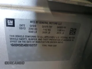 2013 Cadillac CTS Luxury with VIN 1G6DH5E54D0160757, listed as a Copart auction lot 41829175 with 83,760 mi miles and Salvage title. Bid and sale history available at DreamBid. Image 12.