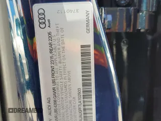 2020 Audi A3 Sedan Premium with VIN WAUAUGFF7LA102503, listed as a Copart auction lot 45113014 with 27,757 mi miles and Salvage Title. Bid and sale history available at carsss.com. Image 12.
