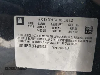 2015 Chevrolet Malibu LS with VIN 1G11B5SL5FF281973, listed as a IAAI auction lot 42069225 with 220,525 mi miles and . Bid and sale history available at DreamBid. Image 9.