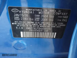 2017 Hyundai Elantra SE with VIN KMHD74LF5HU095093, listed as a IAAI auction lot 41957451 with 75,760 mi miles. Bid and sale history available at carsss.com. Image 9.