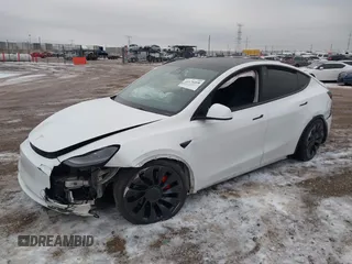 2021 Tesla Model Y Performance with VIN 5YJYGDEF6MF261711, listed as a IAAI auction lot 41176208 with 25,687 mi miles and . Bid and sale history available at DreamBid. Image 17.