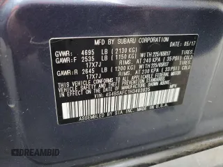2017 Subaru Outback Premium with VIN 4S4BSAFC1H3403825, listed as a Copart auction lot 62477475 with 85,900 mi miles and Salvage title. Bid and sale history available at DreamBid. Image 14.
