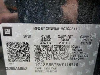 2019 Chevrolet Malibu LS z VIN 1G1ZB5ST8KF118716, wystawiony jako Copart lot #54571335 z przebiegiem 77 628 mil mil oraz Szkoda całkowita • Salvage title. Historia ofert i sprzedaży dostępna na DreamBid. Obrazek 12.