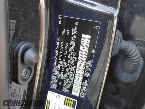 2022 Lexus RX 350 F Sport with VIN 2T2SZMDA6NC333238, listed as a Copart auction lot 62311605 with 57,786 mi miles and Salvage title. Bid and sale history available at DreamBid. Image 13.