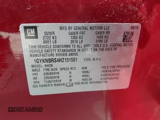 2017 Cadillac XT5 Luxury FWD z VIN 1GYKNBRS4HZ151581, wystawiony jako IAAI lot #42043322 z przebiegiem 120 598 mil mil oraz . Historia ofert i sprzedaży dostępna na DreamBid. Obrazek 9.