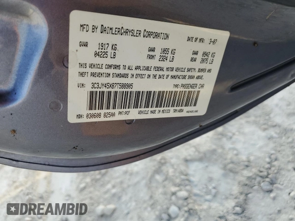 2007 Chrysler PT Cruiser with VIN 3C3JY45X87T588905, listed as a Copart auction lot 77696344 with 0 mi miles and Non Repairable. Bid and sale history available at carsss.com. Image 13.