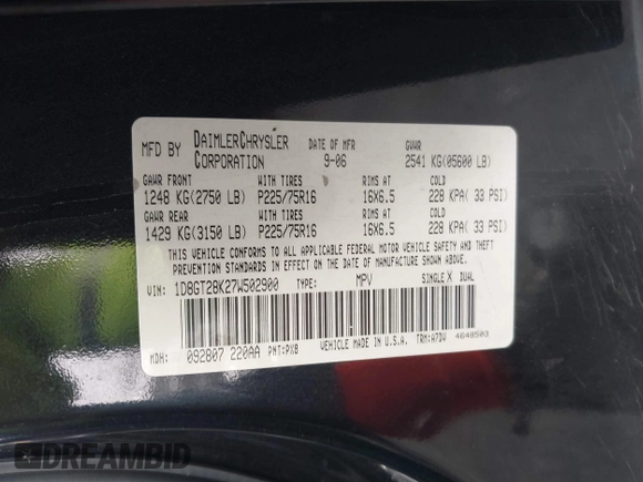2007 Dodge Nitro SXT with VIN 1D8GT28K27W502900, listed as a IAAI auction lot 42077428 with 166,114 mi miles. Bid and sale history available at carsss.com. Image 9.