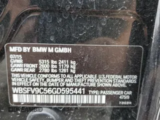2016 BMW M5 z VIN WBSFV9C56GD595441, wystawiony jako Copart lot #59880955 z przebiegiem 109 018 mil mil oraz Szkoda całkowita • Salvage title. Historia ofert i sprzedaży dostępna na DreamBid. Obrazek 12.