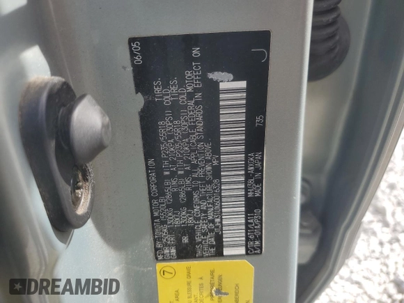 2006 Lexus RX 400h with VIN JTJHW31UX60016328, listed as a Copart auction lot 66898155 with 109,710 mi miles and Salvage title. Bid and sale history available at DreamBid. Image 14.