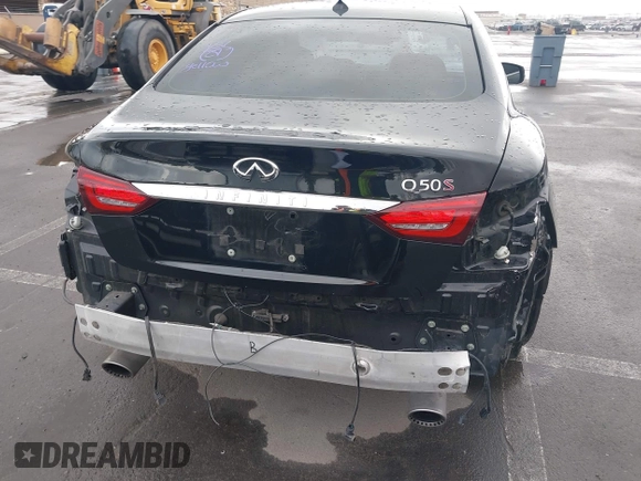 2020 Infiniti Q50 Red Sport 400 with VIN JN1FV7AP2LM630067, listed as a IAAI auction lot 41916706 with 38,786 mi miles and . Bid and sale history available at carsss.com. Image 19.