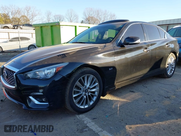 2019 Infiniti Q50 3.0t LUXE with VIN JN1EV7AP7KM518181, listed as a IAAI auction lot 41355248 with 161,514 mi miles. Bid and sale history available at carsss.com. Image 18.