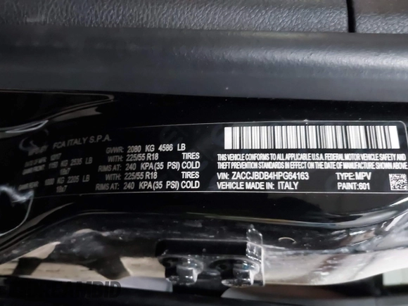 2017 Jeep Renegade Limited z VIN ZACCJBDB4HPG64163, wystawiony jako IAAI lot #41661972 z przebiegiem 68 335 mil mil oraz . Historia ofert i sprzedaży dostępna na DreamBid. Obrazek 9.