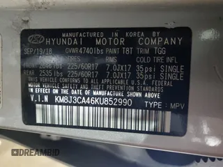 2019 Hyundai Tucson Value z VIN KM8J3CA46KU852990, wystawiony jako Copart lot #89278975 z przebiegiem 82 834 mil mil oraz Szkoda całkowita • Salvage title. Historia ofert i sprzedaży dostępna na DreamBid. Obrazek 13.