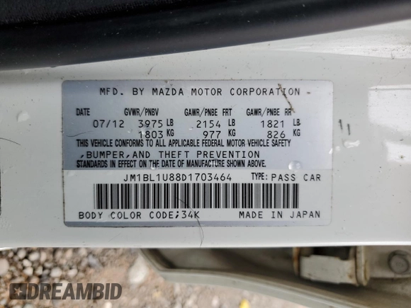 2013 Mazda 3 i Sport с VIN JM1BL1U88D1703464, выставлен на аукционе Copart как лот 56789865 с пробегом Не указан миль и Чистый • Clean title. История ставок и продаж доступна на DreamBid. Изображение 13.