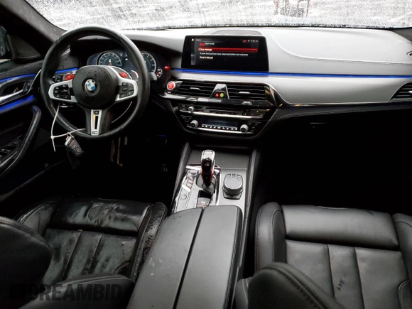 2019 BMW M5 with VIN WBSJF0C51KB446961, listed as a Copart auction lot 81763294 with 81,945 mi miles and Salvage Title. Bid and sale history available at carsss.com. Image 8.