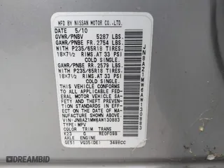 2010 Nissan Murano SL with VIN JN8AZ1MW6AW130883, listed as a IAAI auction lot 42080694 with 172,369 mi miles. Bid and sale history available at carsss.com. Image 9.
