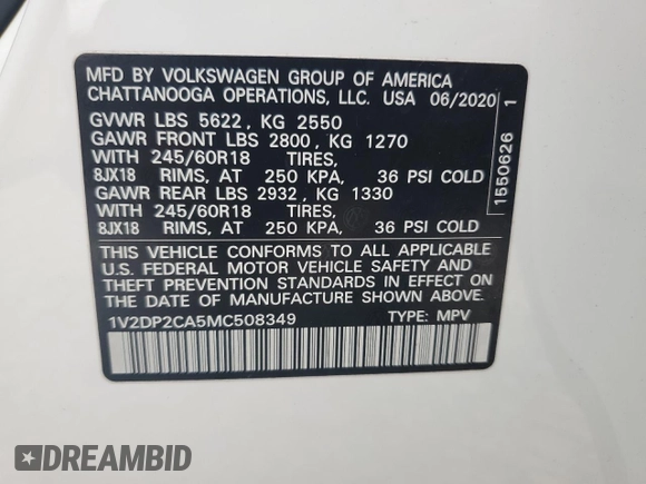 2021 Volkswagen Atlas SE z VIN 1V2DP2CA5MC508349, wystawiony jako Copart lot #78523484 z przebiegiem Nie podano mil oraz Czysty tytuł • Clean title. Historia ofert i sprzedaży dostępna na DreamBid. Obrazek 13.