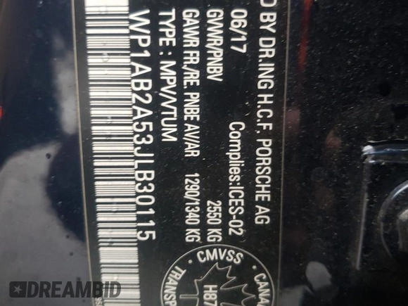 2018 Porsche Macan S with VIN WP1AB2A53JLB30115, listed as a Copart auction lot 54175045 with 88,763 mi miles and Salvage title. Bid and sale history available at DreamBid. Image 13.