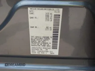 2020 Nissan LEAF SV with VIN 1N4AZ1CP0LC306567, listed as a IAAI auction lot 42429942 with 50,492 mi miles and . Bid and sale history available at DreamBid. Image 9.