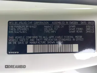 2024 Volvo XC90 Plus Bright Theme с VIN YV4062PE3R1181627, выставлен на аукционе IAAI как лот 42344215 с пробегом 24 443 миль миль и . История ставок и продаж доступна на DreamBid. Изображение 9.