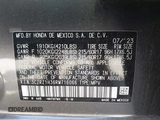 2024 Honda HR-V LX with VIN 3CZRZ1H36RM716066, listed as a IAAI auction lot 42304022 with 19,031 mi miles and . Bid and sale history available at DreamBid. Image 9.