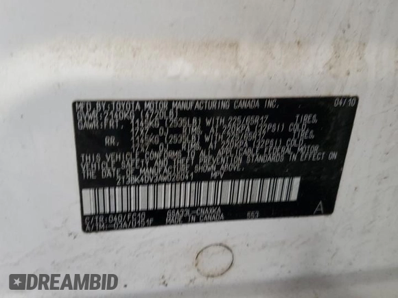 2010 Toyota RAV4 with VIN 2T3BK4DV3AW026041, listed as a Copart auction lot 49443395 with 248,940 mi miles and Salvage Title. Bid and sale history available at carsss.com. Image 15.
