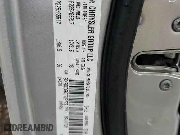 2012 Dodge Journey SXT with VIN 3C4PDCCG6CT322775, listed as a Copart auction lot 83541414 with 113,155 mi miles and Clean title. Bid and sale history available at DreamBid. Image 13.