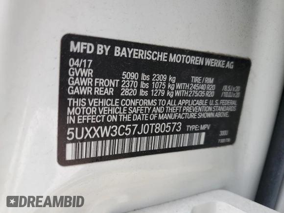 2018 BMW X4 xDrive28i with VIN 5UXXW3C57J0T80573, listed as a Copart auction lot 81038214 with 100,912 mi miles and Non Repairable. Bid and sale history available at carsss.com. Image 16.