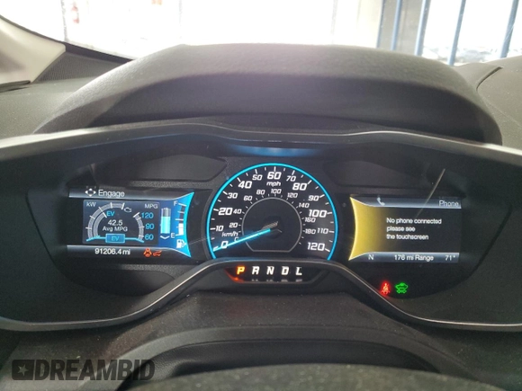 2015 Ford C-Max Energi SEL with VIN 1FADP5CU7FL100229, listed as a Copart auction lot 70481293 with 91,206 mi miles. Bid and sale history available at carsss.com. Image 9.