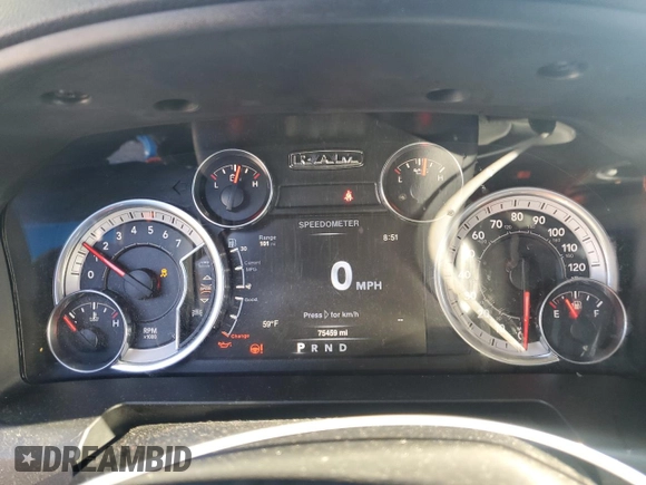 2021 Ram 1500 Tradesman with VIN 1C6RR7FG6MS527407, listed as a Copart auction lot 54611505 with 75,459 mi miles and Salvage title. Bid and sale history available at DreamBid. Image 9.